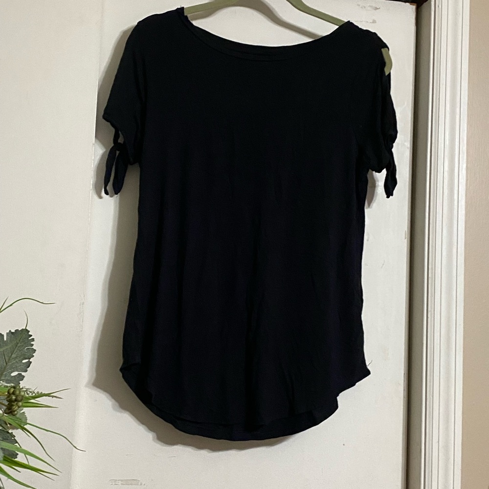 Old Navy Black Tie Front Short Sleeve T-Shirt